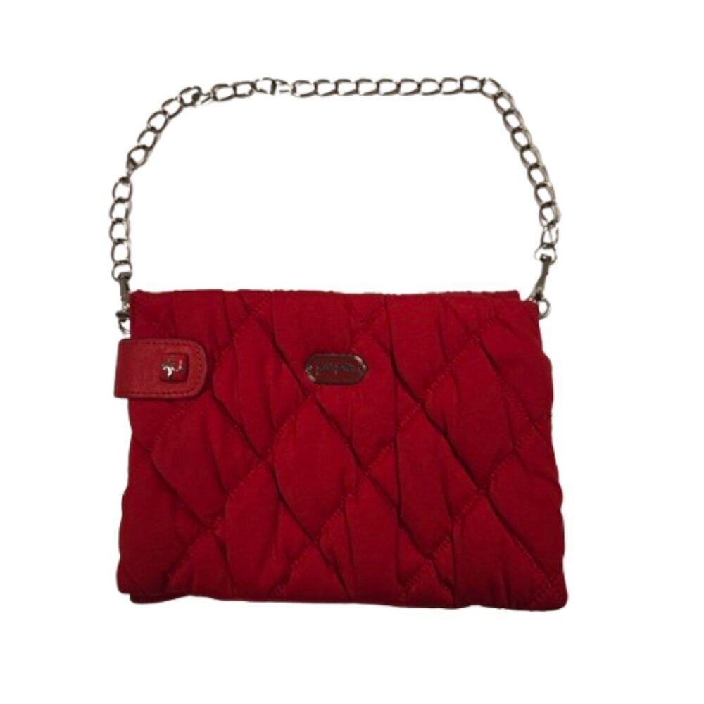 Folli Follie Red Quilted Fabric Mini Clutch Shoulder Bag